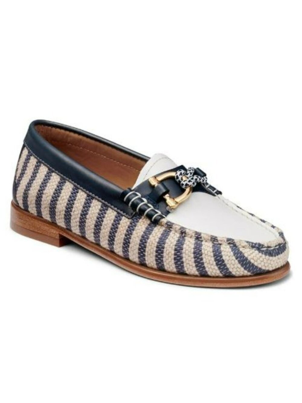 G.H. BASS Lilly Women's Leather & Canvas Loafer Navy Multi Size 9.5 (MSRP $195)